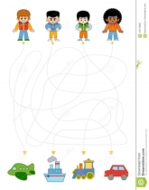 Maze Game for Children, Boys and Different Types of Transport Stock Vector  - Illustration of brainteaser, airplane: 125178905